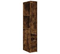vidaXL Armoire de Salle de Bain étroite avec roulettes chêne fumé, Armoire de Salle de Bain Haute, Rangement de Salle de Bain étroit, Armoire de Salle de Bain Haute indépendante