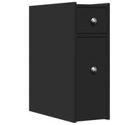 vidaXL Armoire de salle de bain étroite haute indépendante avec roulettes Noir G