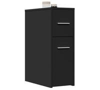 vidaXL Armoire de salle de bain étroite avec roulettes noir, armoire de salle de bain haute, rangement de salle de bain 855278
