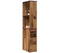 vidaXL Armoire de Salle de Bain étroite avec roulettes Vieux Bois, Armoire de Salle de Bain Haute, Rangement de Salle de Bain étroit, Armoire de Salle de Bain Haute indépendante
