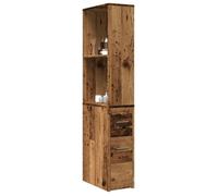 vidaXL Armoire de salle de bain étroite Vieux Bois avec roulettes, haute, indépendante