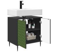 vidaXL Armoire de Salle de Bain GELEEN Chêne Noir 60 x 40 x 61 cm, Meuble de Salle de Bain, Design rectangulaire, Rangement spacieux, Organisateur Moderne, Bois d'ingénierie, déco stylée
