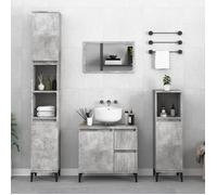 vidaXL Armoire de salle de bain 819800 – Gris béton 30×30×190 cm – Fixation murale, pieds réglables