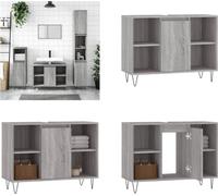 vidaXL Armoire de salle de bain Gris Sonoma 80x33x60 cm Bois composite - Armoire de salle de bain - Armoire - Armoire salle de bain