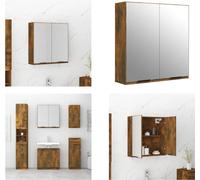 vidaXL Armoire de salle de bain miroir chêne fumé 64x20x67 cm - Armoire de salle de bain - Meubles de salle de bain