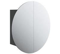 vidaXL Armoire de Salle de Bain Miroir Rond et LED Armoire de Rangement Meuble-lavabo de Toilette Maison Intérieur Noir 47x47x17,5 cm