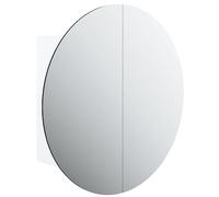 vidaXL Armoire de Salle de Bain Miroir Rond et LED Armoire de Rangement Meuble-lavabo de Toilette Maison Intérieur Blanc 47x47x17,5 cm