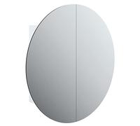 Armoire de Salle de Bain Murale avec Miroir Rond & LED Blanc 54x54x17,5 cm