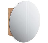 vidaXL Armoire de Salle de Bain Miroir Rond et LED Chêne 47x47x17,5 cm