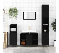vidaXL Armoire de Salle de Bain, Colonne avec 2 Compartiments et Étagère, Meuble de Rangement avec Pieds Toilette, Moderne, Noir Bois d'Ingénierie