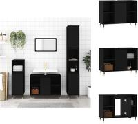 vidaXL Armoire de salle de bain noire 80x33x60 cm Bois composite - lavabos de salle de bain