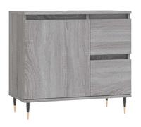 vidaXL Armoire de Salle de Bain, Placard avec Compartiment et 2 Tiroirs, Meuble de Rangement avec Pieds Toilette, Moderne, Sonoma Gris Bois d'Ingénierie