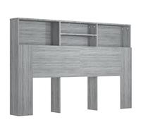 vidaXL Armoire de Tête de Lit Murale Meuble de Chambre à Coucher Tête de Lit avec Rangement Accessoire de Lit Double Sonoma Gris 160x19x103,5 cm