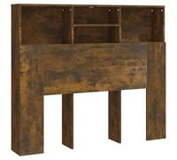 vidaXL Armoire de Tête de Lit Murale Meuble de Chambre à Coucher Tête de Lit avec Rangement Accessoire de Lit Double Chêne Fumé 120x19x103,5 cm