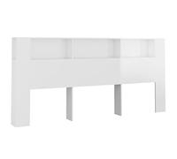 vidaXL Armoire de Tête de Lit Murale Meuble de Chambre à Coucher Tête de Lit avec Rangement Accessoire de Lit Blanc Brillant 220x18,5x104,5 cm
