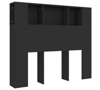 vidaXL Armoire de Tête de Lit, Tête de Lit avec Rangement, Accessoire de Lit, Meuble de Chambre à Coucher Intérieur, Noir 120x18,5x102,5 cm