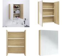 vidaXL Armoire de toilette 60x15x75 cm MDF blanc et aspect chêne - Armoire de toilette - Armoires de toilette - Armoire de salle de bain
