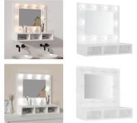vidaXL Armoire de toilette avec LED Blanc 60x31,5x62 cm - Armoire de toilette - Armoire de toilette murale - Miroir cosmétique