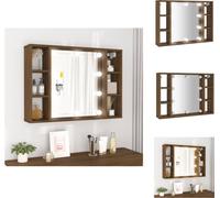 vidaXL Armoire de toilette avec LED brun imitation chêne 76x15x55 cm - lavabos de salle de bains