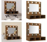 vidaXL Armoire de toilette avec LED Chêne fumé 60x31,5x62 cm - Armoire de toilette - Armoire de toilette murale - Miroir cosmétique