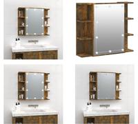 vidaXL Armoire de toilette avec LED chêne fumé 70x16,5x60 cm - Armoire de toilette - Armoire de toilette LED - Armoire de toilette salle de bain