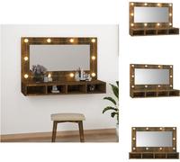 vidaXL Armoire de toilette avec LED Chêne fumé 90x31,5x62 cm - Vasque de salle de bain