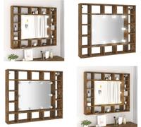 vidaXL Armoire de toilette avec LED Chêne fumé 91x15x76,5 cm - Armoire de toilette - Armoire à glace - Armoire à glace LED - Armoire à glace salle de bain