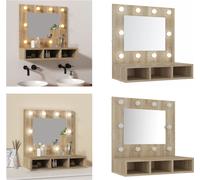 vidaXL Armoire de toilette avec LED Chêne Sonoma 60x31,5x62 cm - Armoire de toilette - Armoire de toilette - Armoire de toilette murale - Miroir cosmétique