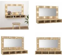 vidaXL Armoire de toilette avec LED Chêne Sonoma 90x31,5x62 cm - Armoire de toilette - Armoire de toilette - Armoire de toilette murale - Miroir cosmétique