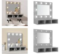 vidaXL Armoire de toilette avec LED gris béton 60x31,5x62 cm - Armoire de toilette - Armoire de toilette murale - Miroir cosmétique