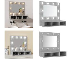 vidaXL Armoire de toilette avec LED gris béton 60x31,5x62 cm - Armoire de toilette - Armoire de toilette murale - Miroir cosmétique