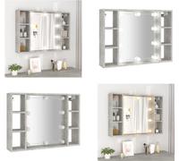 vidaXL Armoire de toilette avec LED gris béton 76x15x55 cm - Armoire de toilette - Armoire de toilette LED - Armoire de toilette salle de bain
