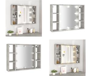 vidaXL Armoire de toilette avec LED gris béton 76x15x55 cm - Armoire de toilette - Armoire de toilette LED - Armoire de toilette salle de bain