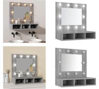 vidaXL Armoire de toilette avec LED Gris Sonoma 60x31,5x62 cm - Armoire de toilette - Armoire de toilette murale - Miroir cosmétique