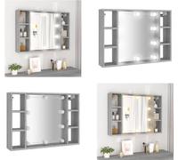 vidaXL Armoire de toilette avec LED Gris Sonoma 76x15x55 cm - Armoire de toilette - Armoire de toilette LED - Armoire de toilette salle de bain