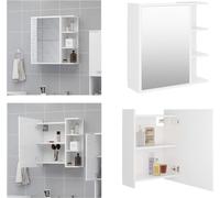 vidaXL Armoire de toilette blanche 62,5x20,5x64 cm Bois composite - Armoire de toilette - Armoire miroir - Armoire de salle de bain