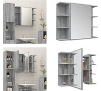 vidaXL Armoire de toilette Gris Sonoma 80x20,5x64 cm Bois composite - Armoire de toilette - Armoire de toilette - Armoire de salle de bain avec miroir