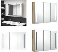 vidaXL Armoire de toilette LED 89x14x62 cm aspect chêne - Armoire de salle de bain - Armoire de toilette - Armoire miroir