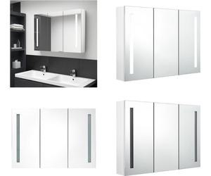 vidaXL Armoire de toilette LED 89x14x62 cm Blanc brillant - Armoire de salle de bain - Armoire de toilette - Armoire à miroir
