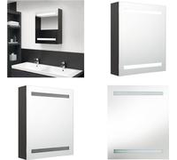 vidaXL Armoire de toilette LED Anthracite 50x14x60 cm - Armoire de salle de bain - Armoire de toilette - Armoire de toilette