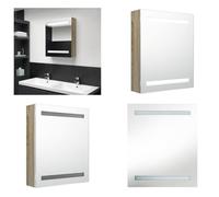 vidaXL Armoire de toilette LED aspect chêne 50x14x60 cm - Armoire de salle de bain - Armoire de toilette - Armoire miroir