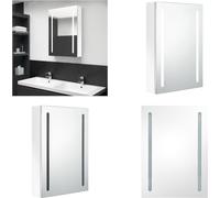 vidaXL Armoire de toilette LED blanc brillant 50x13x70 cm - Armoire de salle de bain - Armoire de toilette - Armoire miroir