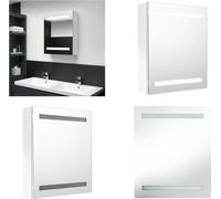 vidaXL Armoire de toilette LED blanc brillant 50x14x60 cm - Armoire de salle de bain - Armoire de toilette - Armoire de toilette