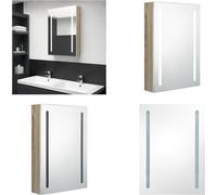 vidaXL Armoire de toilette LED blanc et aspect chêne 50x13x70 cm - Armoire de salle de bain - Armoire de toilette - Armoire miroir