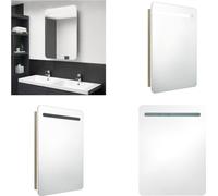 vidaXL Armoire de toilette LED blanc et chêne 60x11x80 cm - Armoire de salle de bain - Armoire de toilette - Armoire miroir