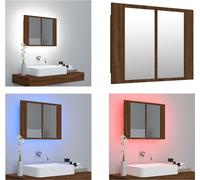 vidaXL Armoire de toilette LED brun aspect chêne 60x12x45 cm Bois composite - Armoire de toilette LED - Armoire miroir LED - Armoire murale - Armoire miroir