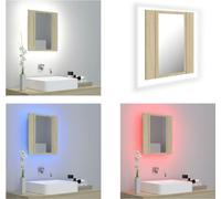 vidaXL Armoire de toilette LED Chêne Sonoma 40x12x45 cm Acrylique - Armoire de toilette LED - Armoire de toilette LED - Armoire de toilette LED pour salle de bain - Armoires de toilette LED pour salle