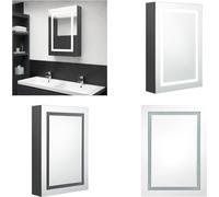 vidaXL Armoire de toilette LED Gris 50x13x70 cm - Armoire de salle de bain - Armoire de toilette - Armoire de toilette