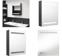 vidaXL Armoire de toilette LED Gris 50x14x60 cm - Armoire de salle de bain - Armoire de toilette - Armoire de toilette