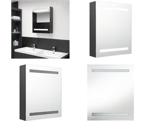 vidaXL Armoire de toilette LED Gris 50x14x60 cm - Armoire de salle de bain - Armoire de toilette - Armoire de toilette